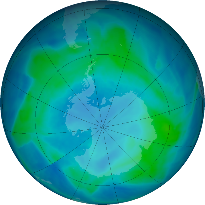 Antarctic ozone map for 14 February 2009